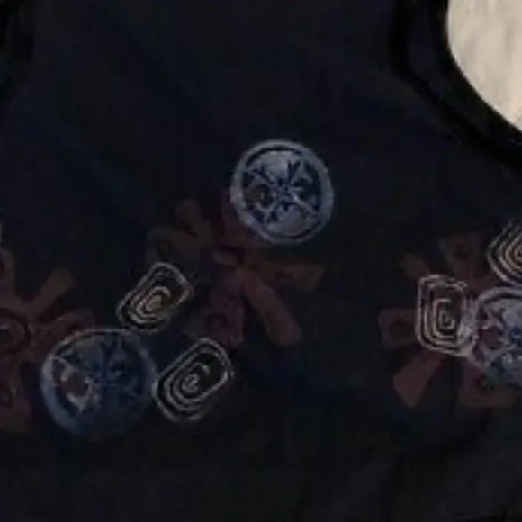 Blue Fish Vest hand printed button up crop shirt - Picture 8 of 16